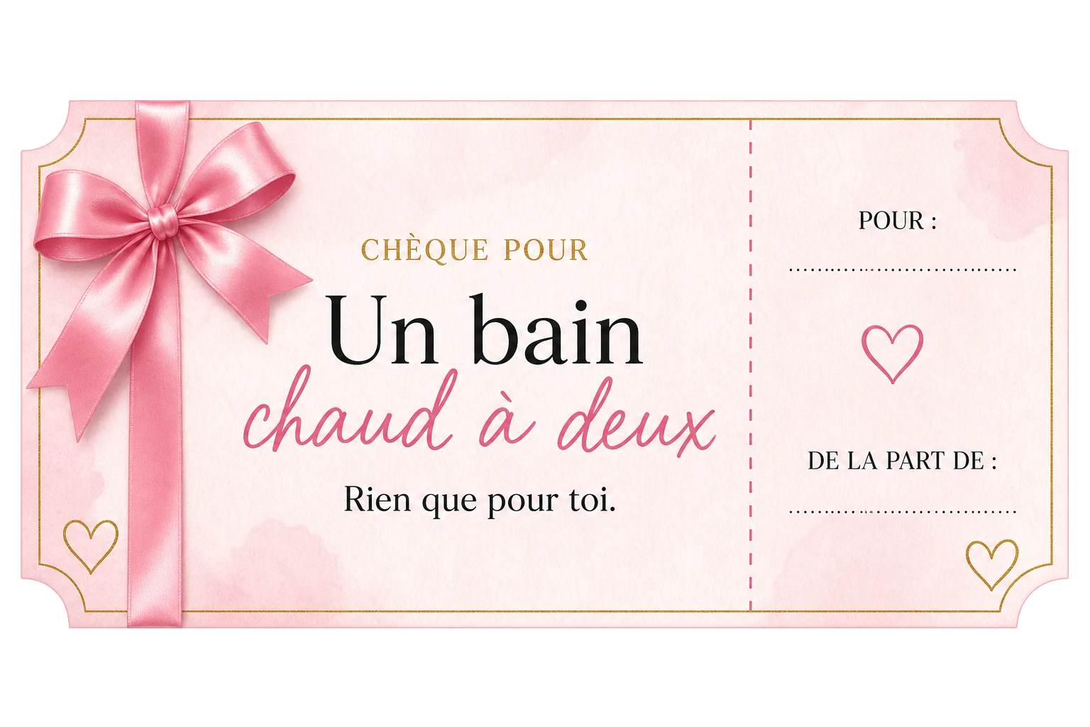 Chèque d’amour Un bain chaud à deux