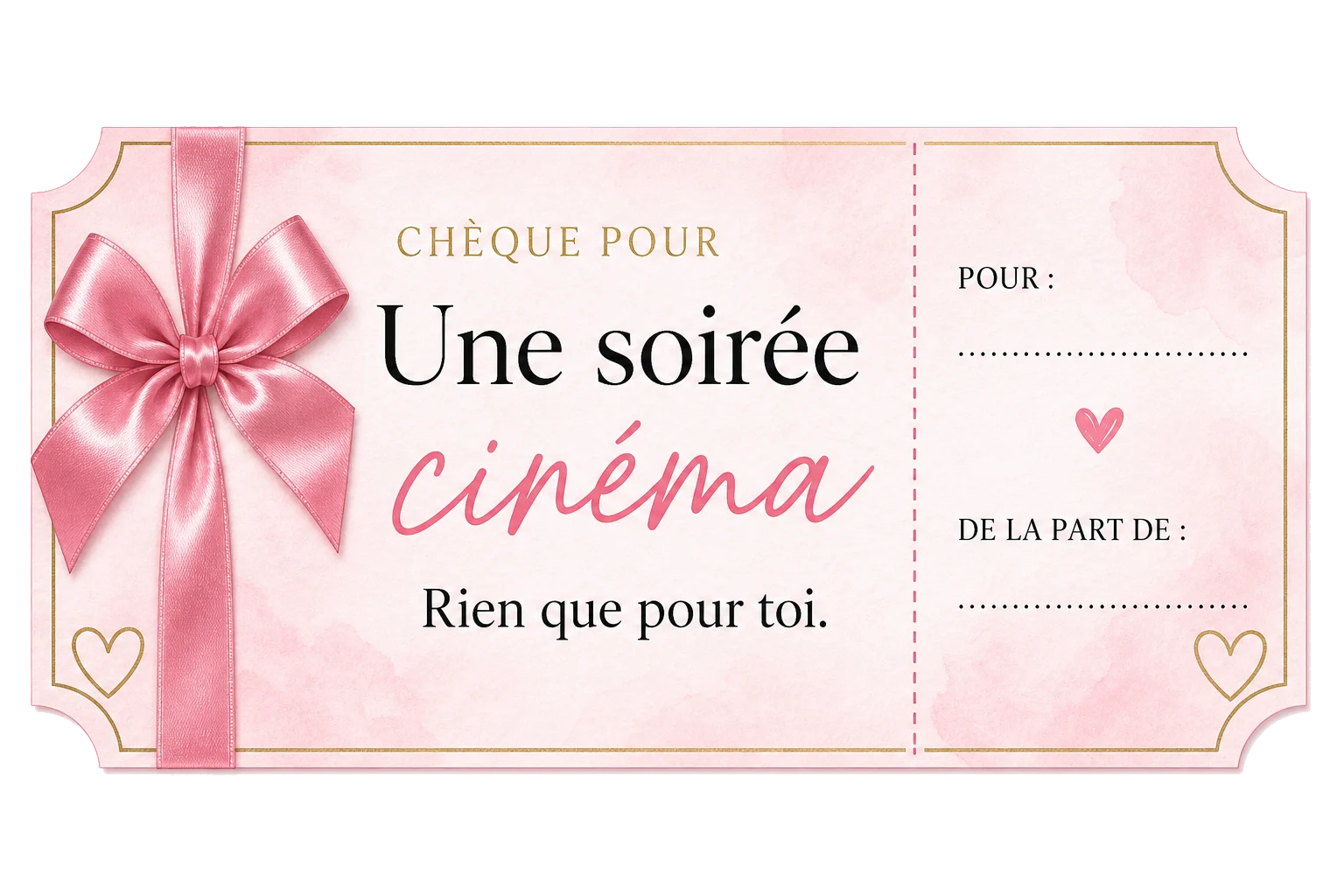 Chèque d’amour Une soirée cinéma sous plaid