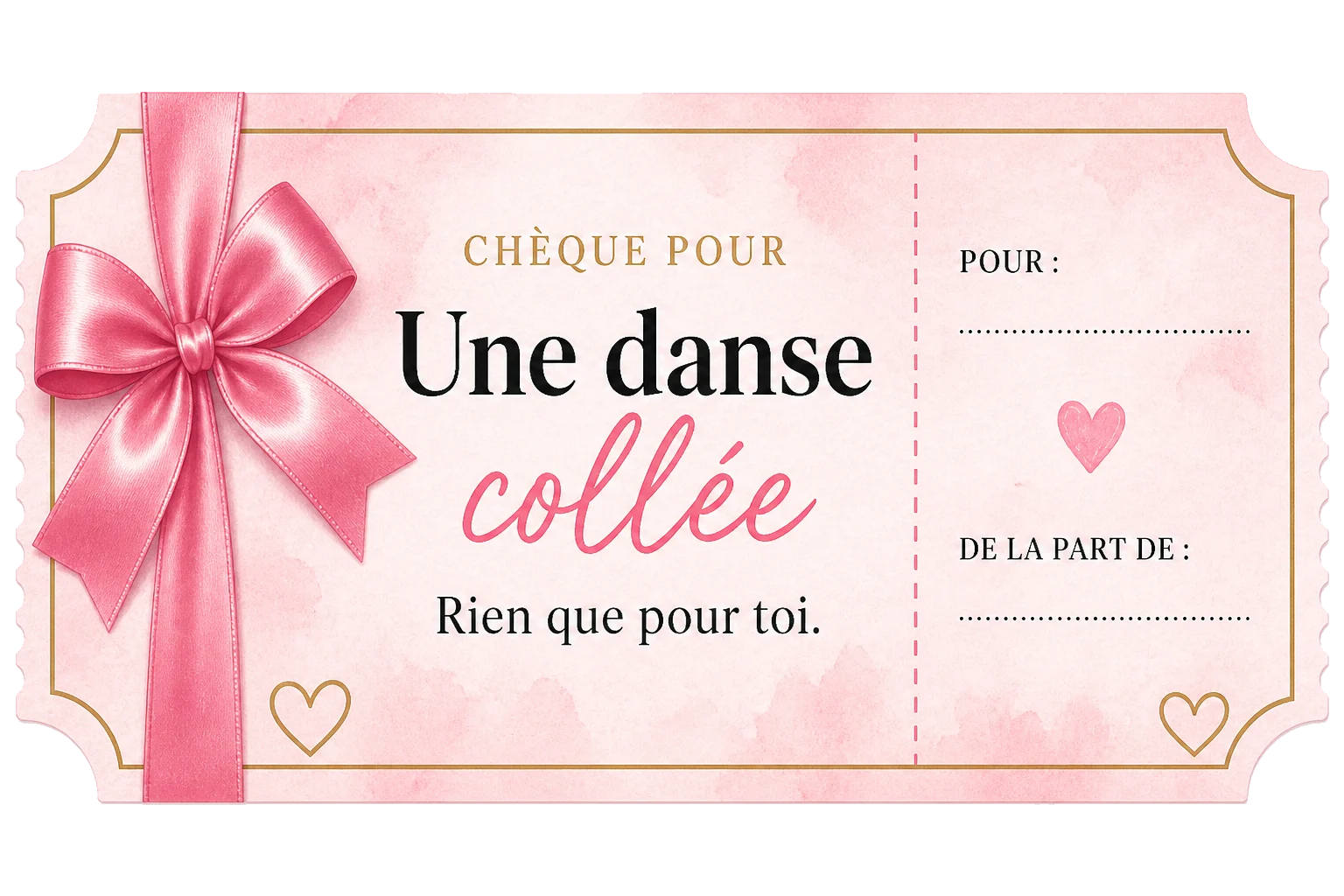 Chèque d’amour Une danse collée, pieds nus