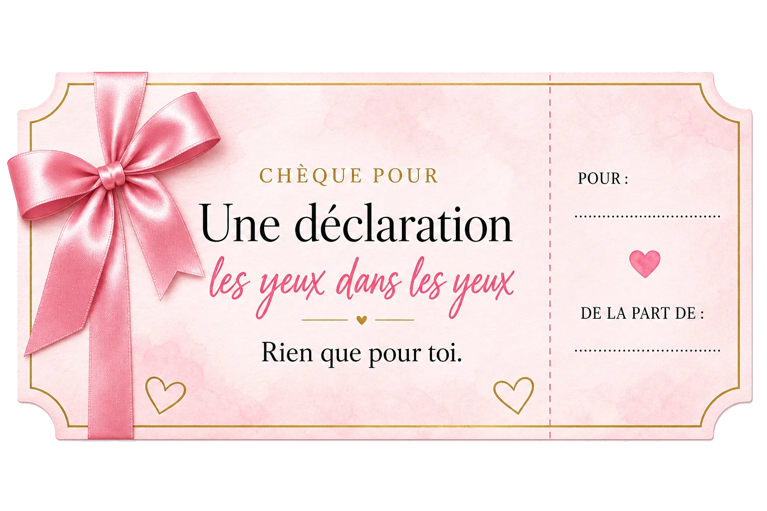 Chèque d’amour Une déclaration