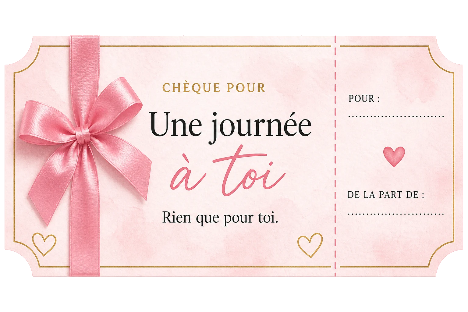 Chèque d’amour Une journée entière à toi
