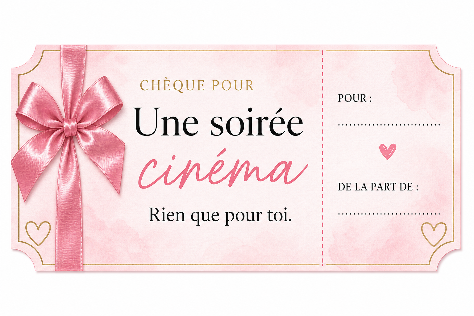 Chèque d’amour imprimable — une soirée cinéma sous plaid