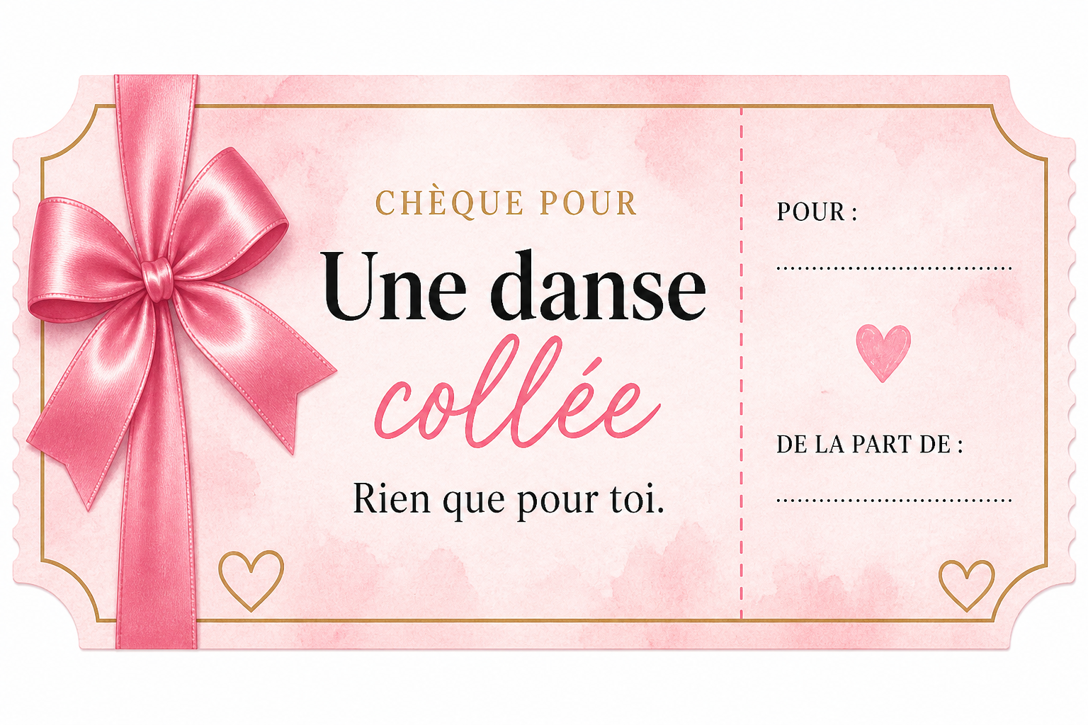 Chèque d’amour imprimable — une danse collée, pieds nus